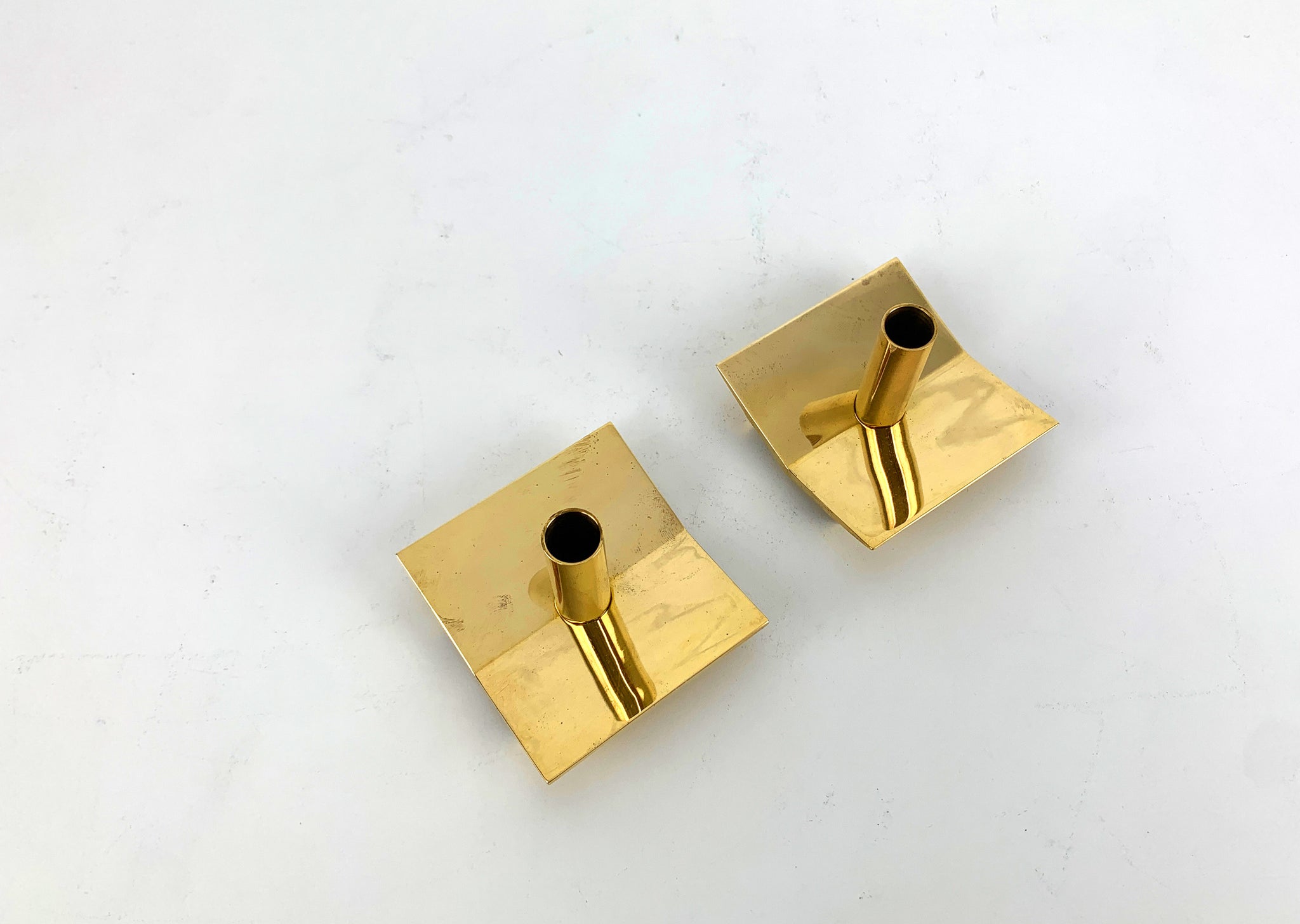 Pair of Candleholders N°70 in Brass by Pierre Forsell for Skultuna Sweden 1960s