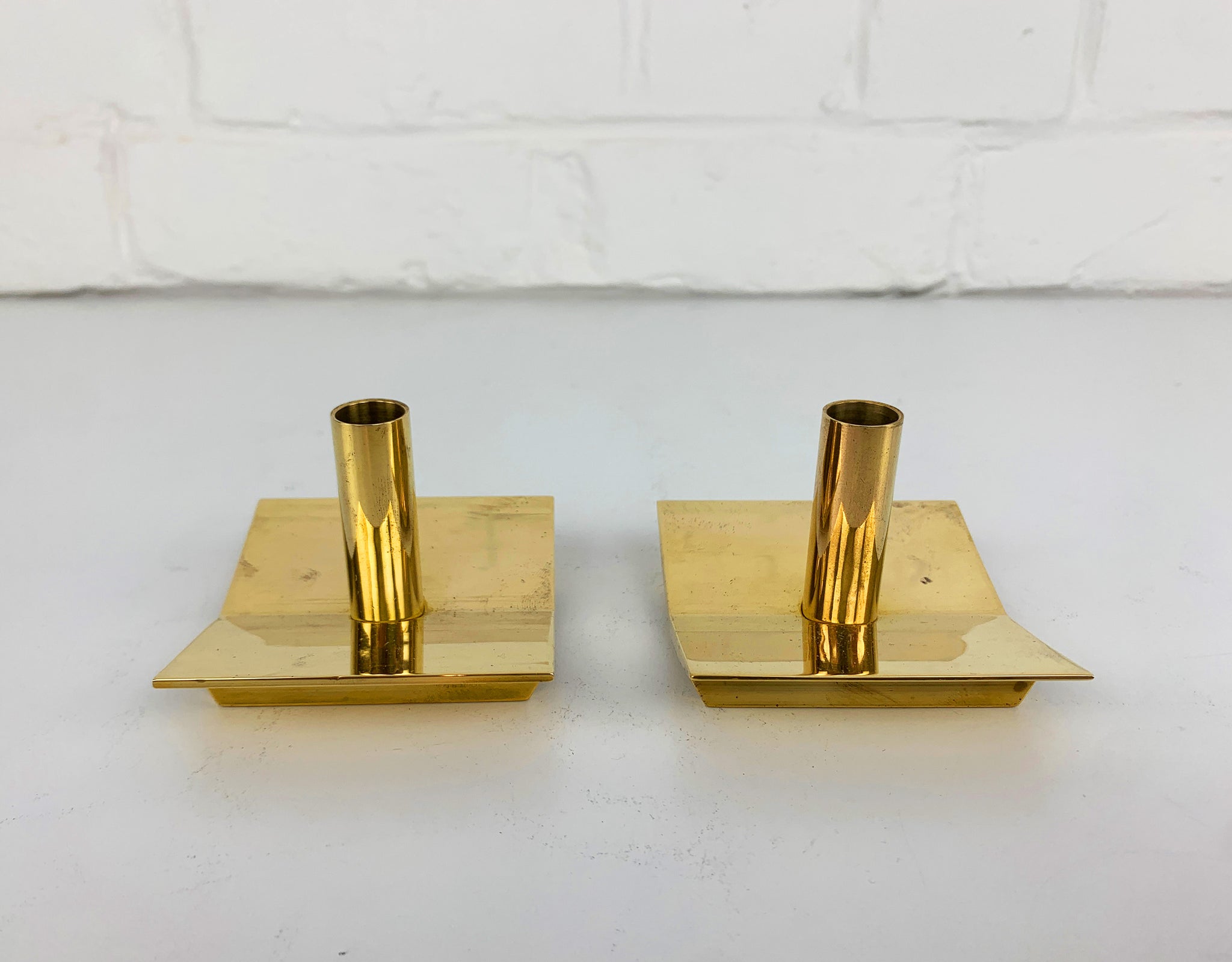 Pair of Candleholders N°70 in Brass by Pierre Forsell for Skultuna Sweden 1960s