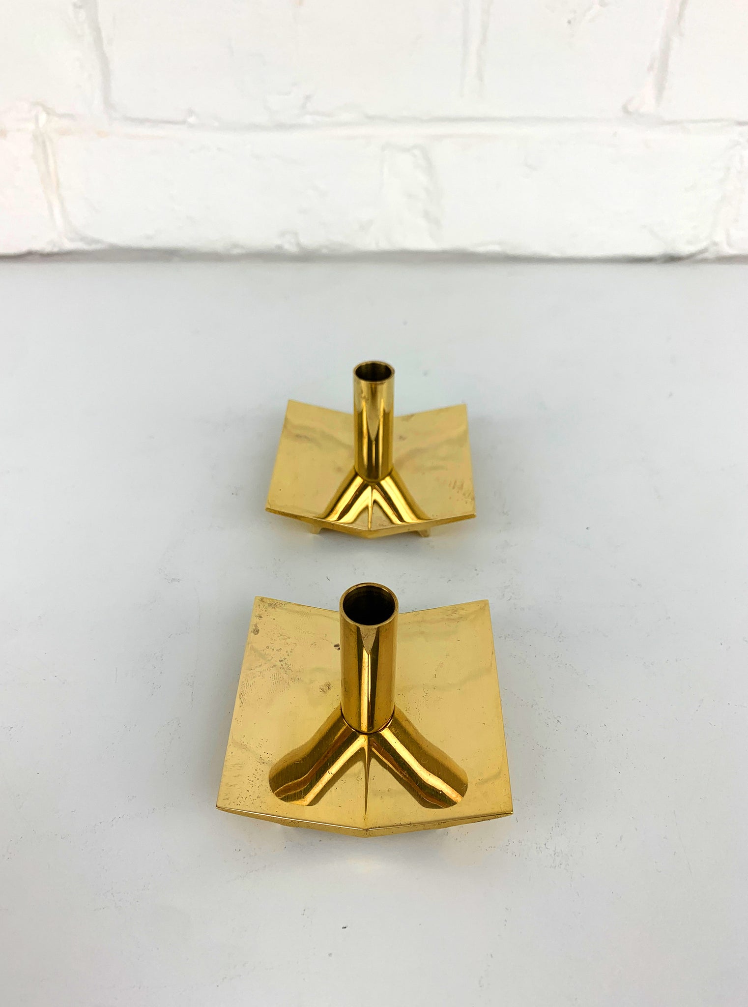 Pair of Candleholders N°70 in Brass by Pierre Forsell for Skultuna Sweden 1960s