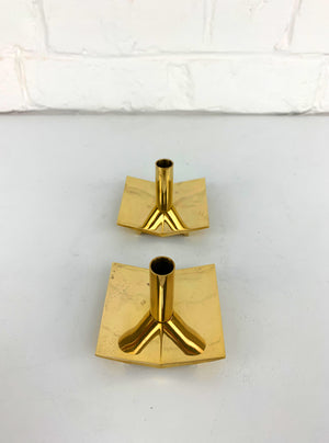 Pair of Candleholders N°70 in Brass by Pierre Forsell for Skultuna Sweden 1960s