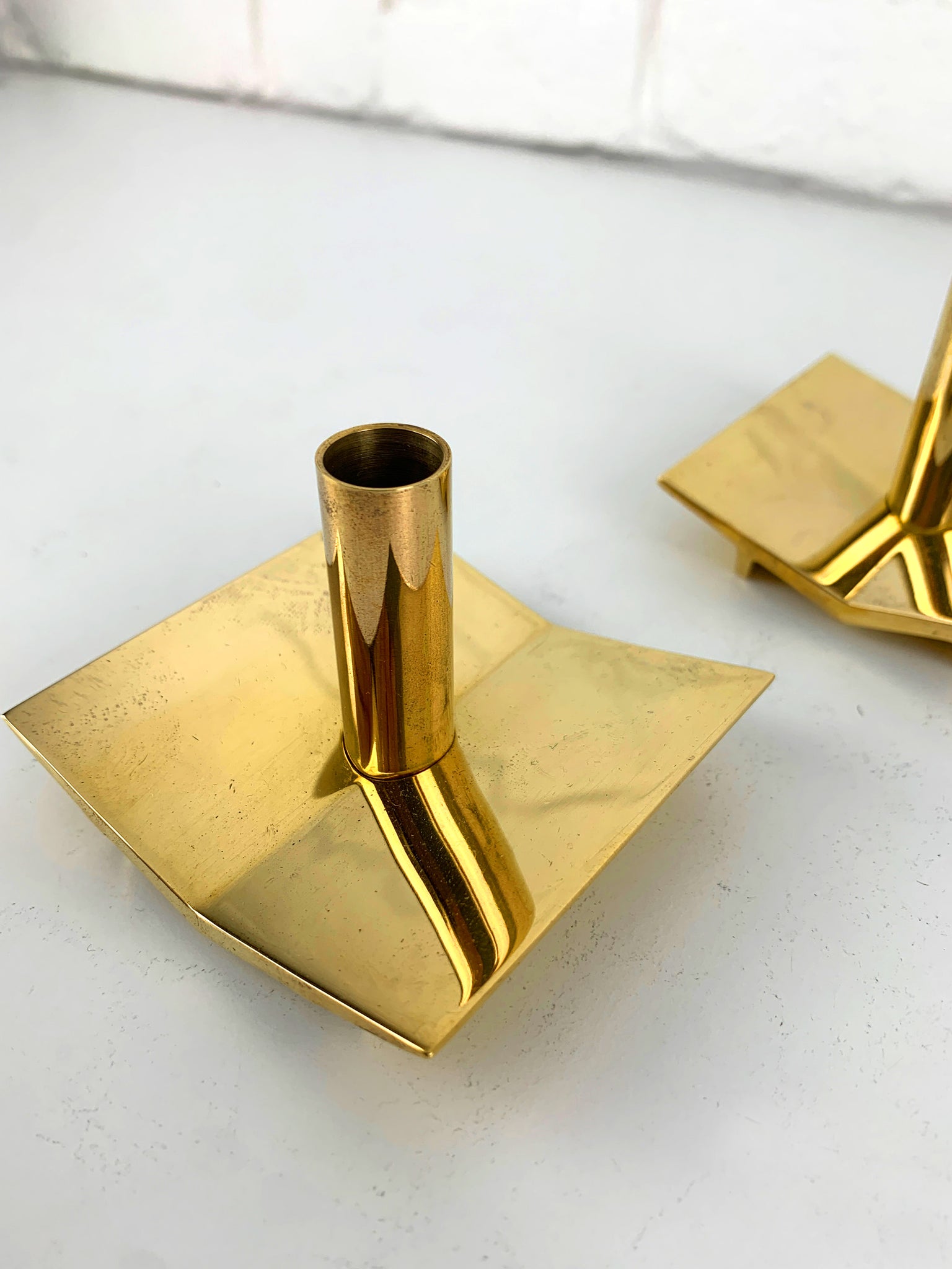 Pair of Candleholders N°70 in Brass by Pierre Forsell for Skultuna Sweden 1960s