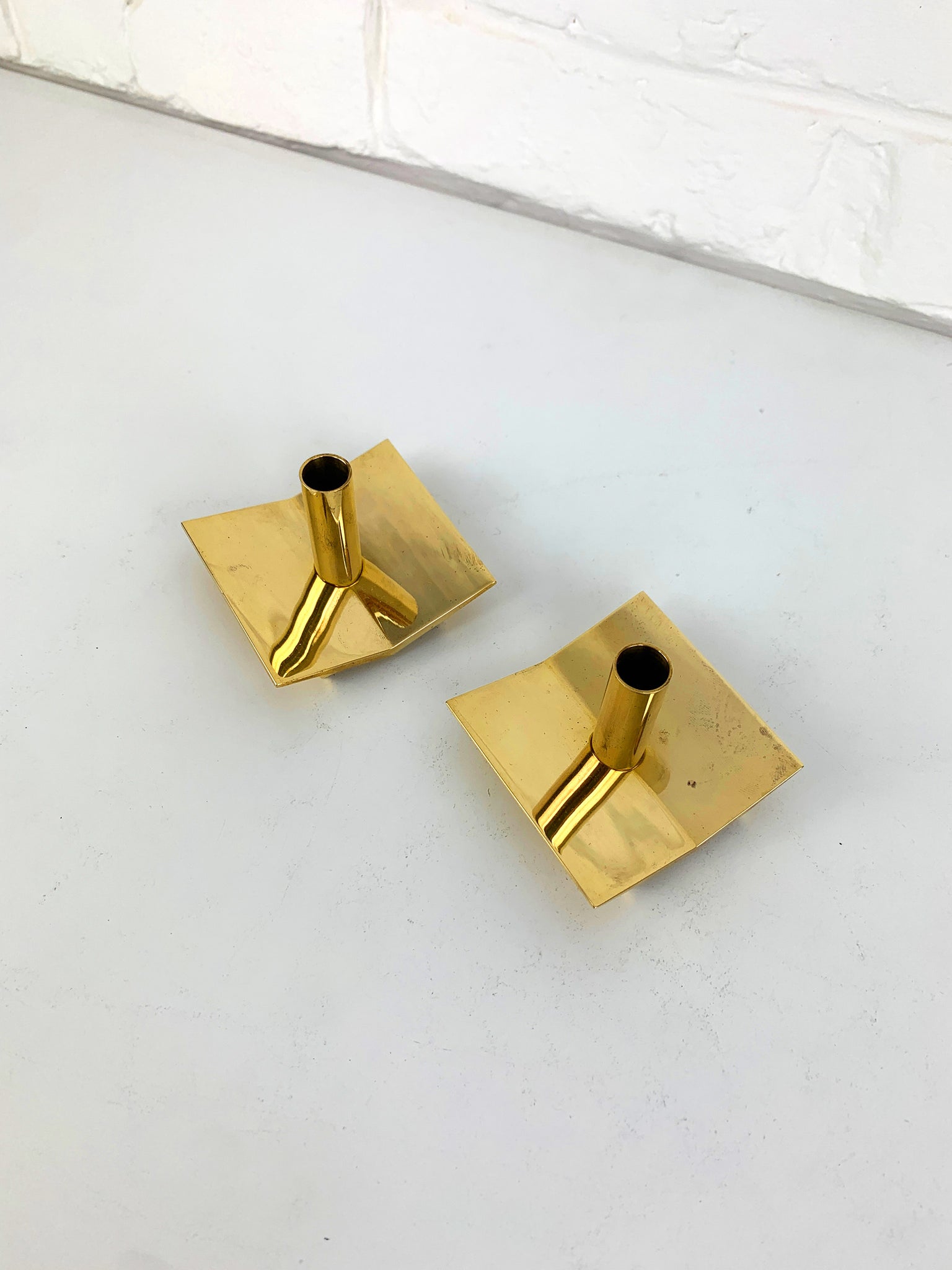 Pair of Candleholders N°70 in Brass by Pierre Forsell for Skultuna Sweden 1960s