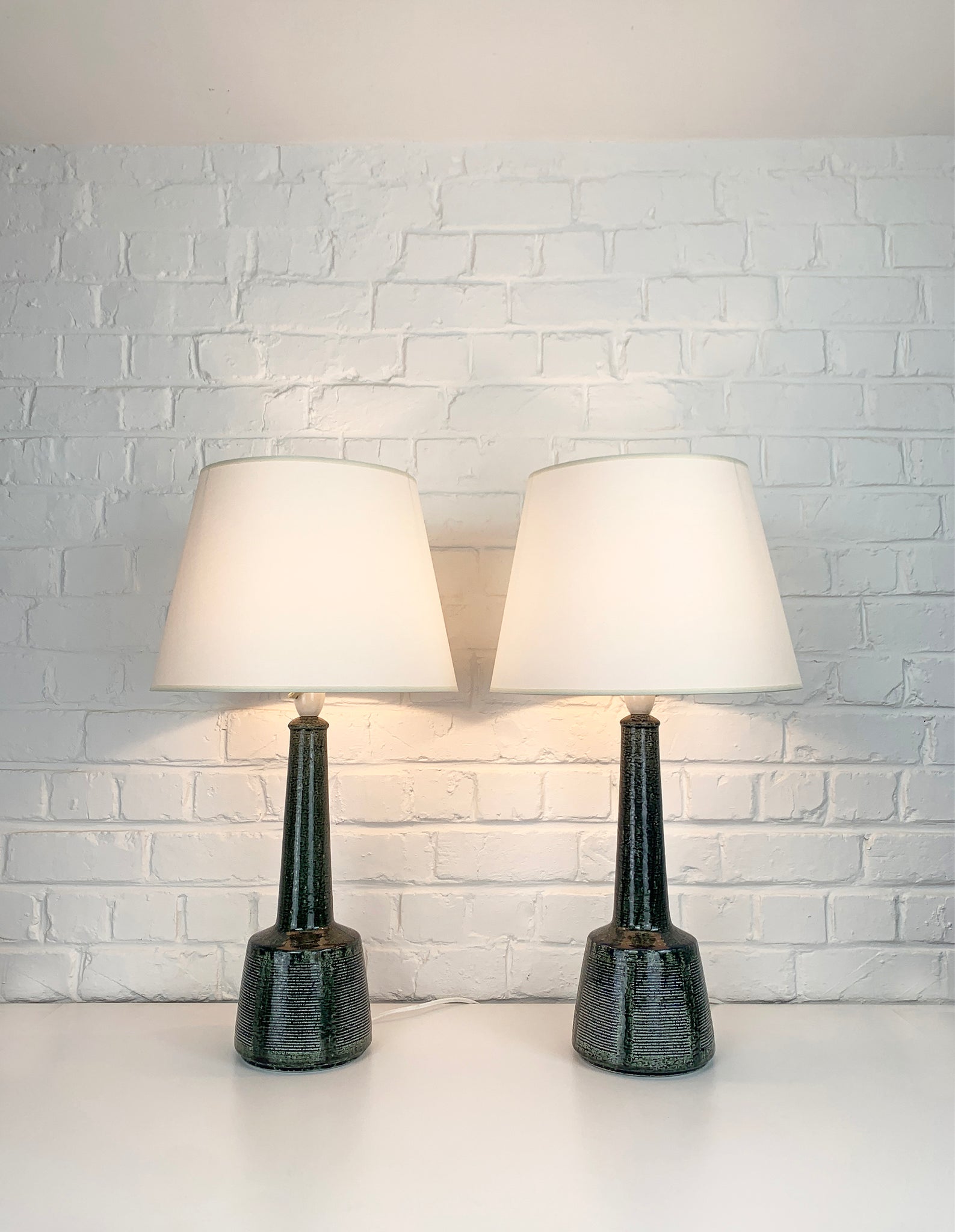 Pair Ceramic Table Lamps by Esben Klint for Le Klint / Palshus, Denmark