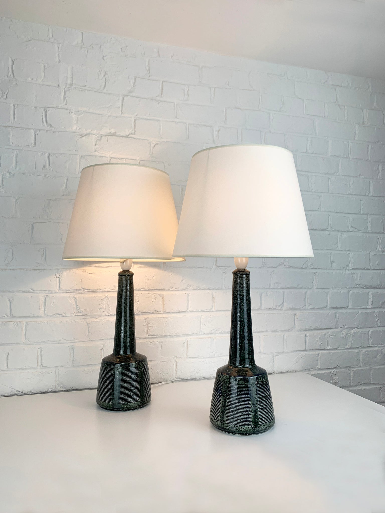 Pair Ceramic Table Lamps by Esben Klint for Le Klint / Palshus, Denmark