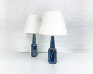 Pair tall Danish Søholm Stentøj Stoneware lamps by Einar Johansen Denmark 1960s