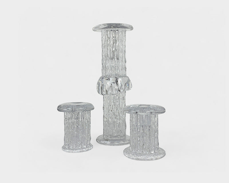 Glass Candlesticks by Göran Wärff for Kosta Boda, Sweden, 1970s, Set of 3