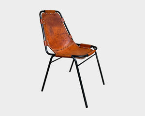 Les Arcs Dining Chair by Charlotte Perriand, patinated leather, 1960s