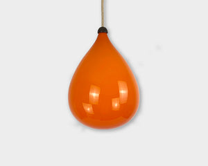 Scandinavian 1960s pendant lamp orange glass & teak, Kristiansson Luxus, Sweden