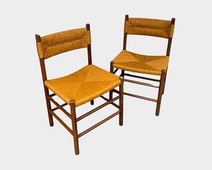 Pair of Midcentury Dordogne Dining Chairs, Charlotte Perriand for Robert Sentou