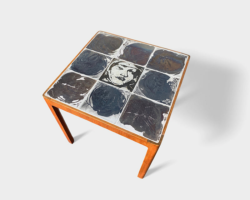 Ceramic & Wood Side Table Jens Thirslund for Herman Kähler, Denmark, 1960s