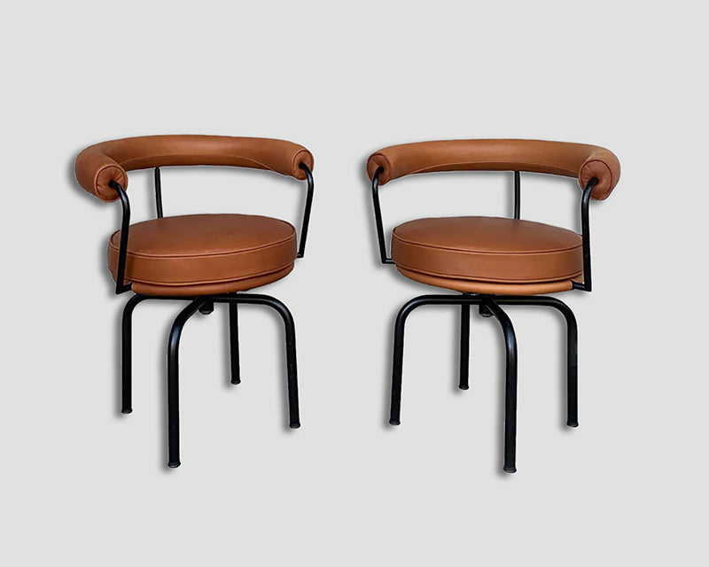 Pair Vintage LC7 Swivel Chairs by Charlotte Perriand, Le Corbusier & Jeanneret for Cassina