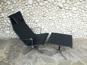 EA 124 Aluminium Group chair & EA 125 ottoman, Charles & Ray Eames for Herman Miller 1960s