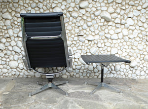 EA 124 Aluminium Group chair & EA 125 ottoman, Charles & Ray Eames for Herman Miller 1960s