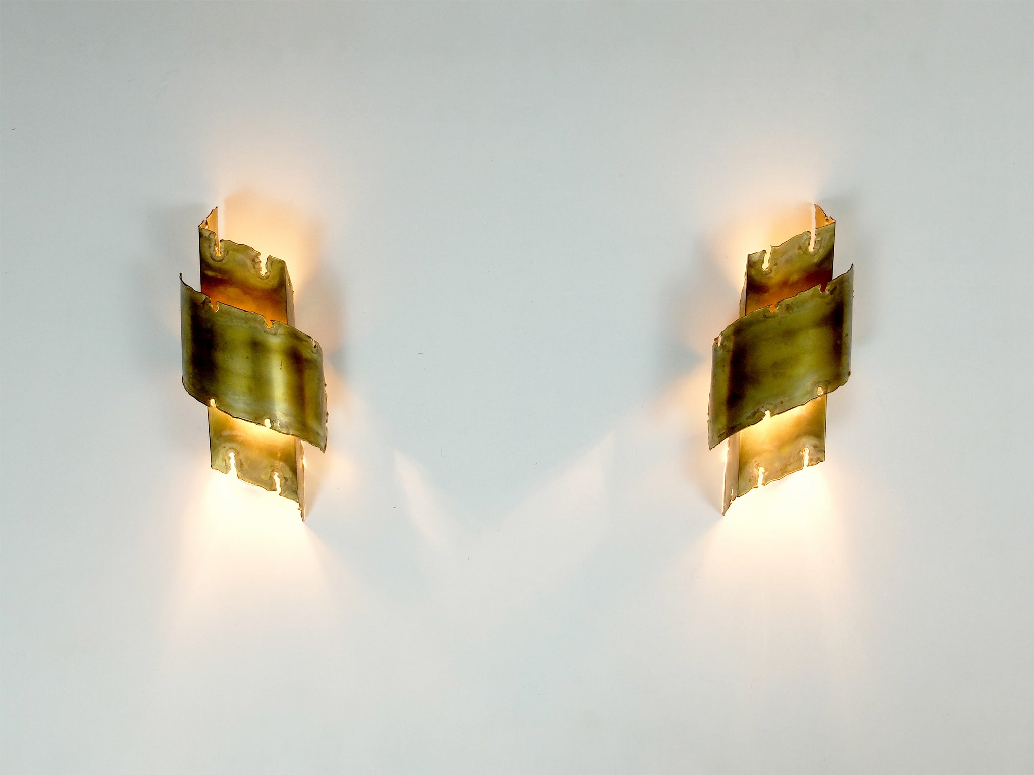 Danish Brutalist Wall Lights by Svend Aage Holm Sorensen for Holm Sorensen, Set of 2