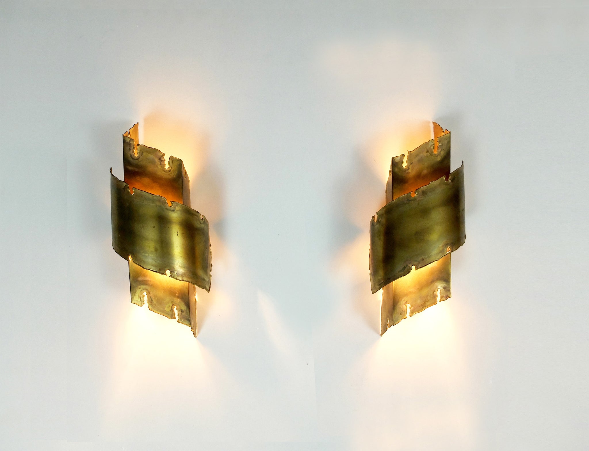 Danish Brutalist Wall Lights by Svend Aage Holm Sorensen for Holm Sorensen, Set of 2