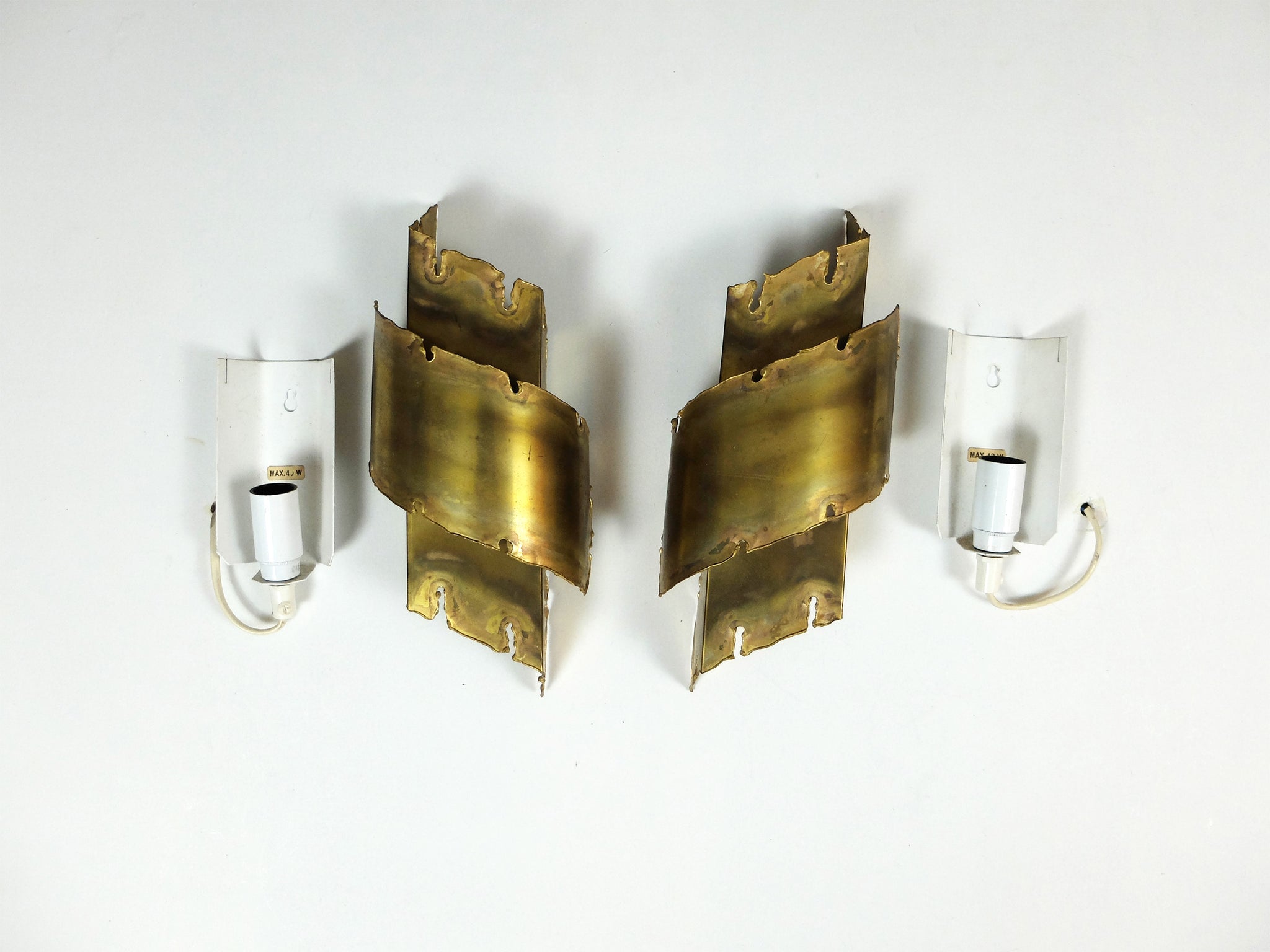 Danish Brutalist Wall Lights by Svend Aage Holm Sorensen for Holm Sorensen, Set of 2