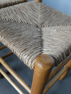 Pair of Vintage No. 17 Straw Stools by Charlotte Perriand for L'Equipement de la Maison, France