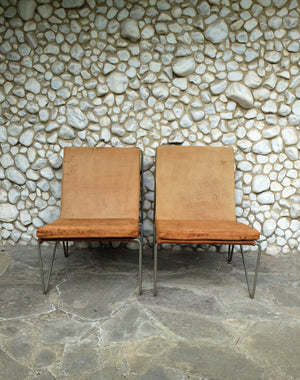 Pair of Bachelor Chairs and Ottoman by Verner Panton for Fritz Hansen, 1950s-1960s