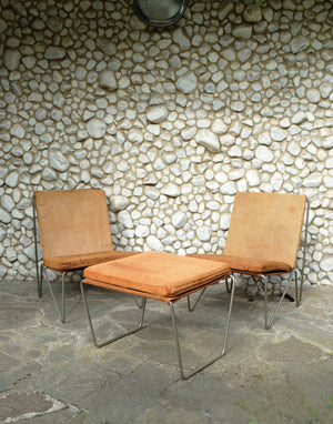 Pair of Bachelor Chairs and Ottoman by Verner Panton for Fritz Hansen, 1950s-1960s