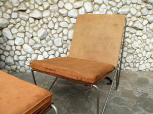 Pair of Bachelor Chairs and Ottoman by Verner Panton for Fritz Hansen, 1950s-1960s