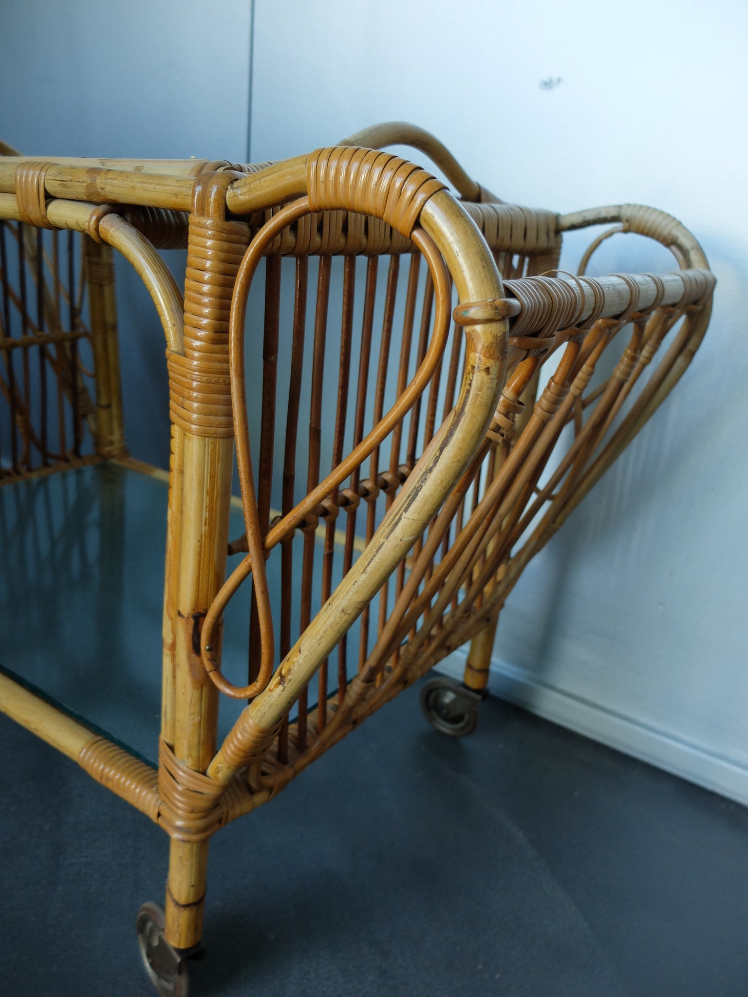 Danish Bamboo serving bar trolley from the 1950s, Denmark