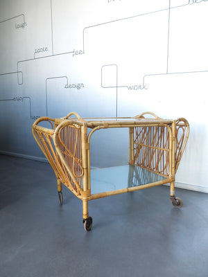 Danish Bamboo serving bar trolley from the 1950s, Denmark