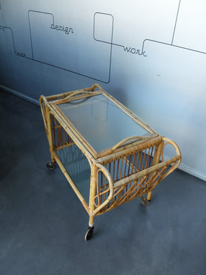 Danish Bamboo serving bar trolley from the 1950s, Denmark