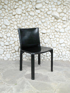 CAB 412 Chair in Black Leather by Mario Bellini for Cassina, 1970s