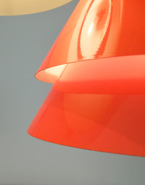 Mid-Century Danish Zone Pendant Lamps in red by Jo Hammerborg for Fog & Mørup, 1960s