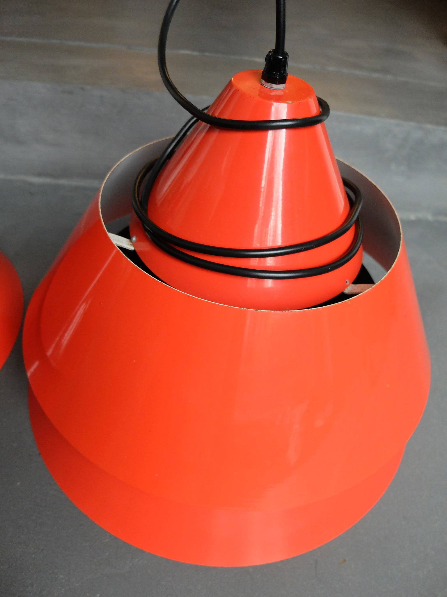 Mid-Century Danish Zone Pendant Lamps in red by Jo Hammerborg for Fog & Mørup, 1960s