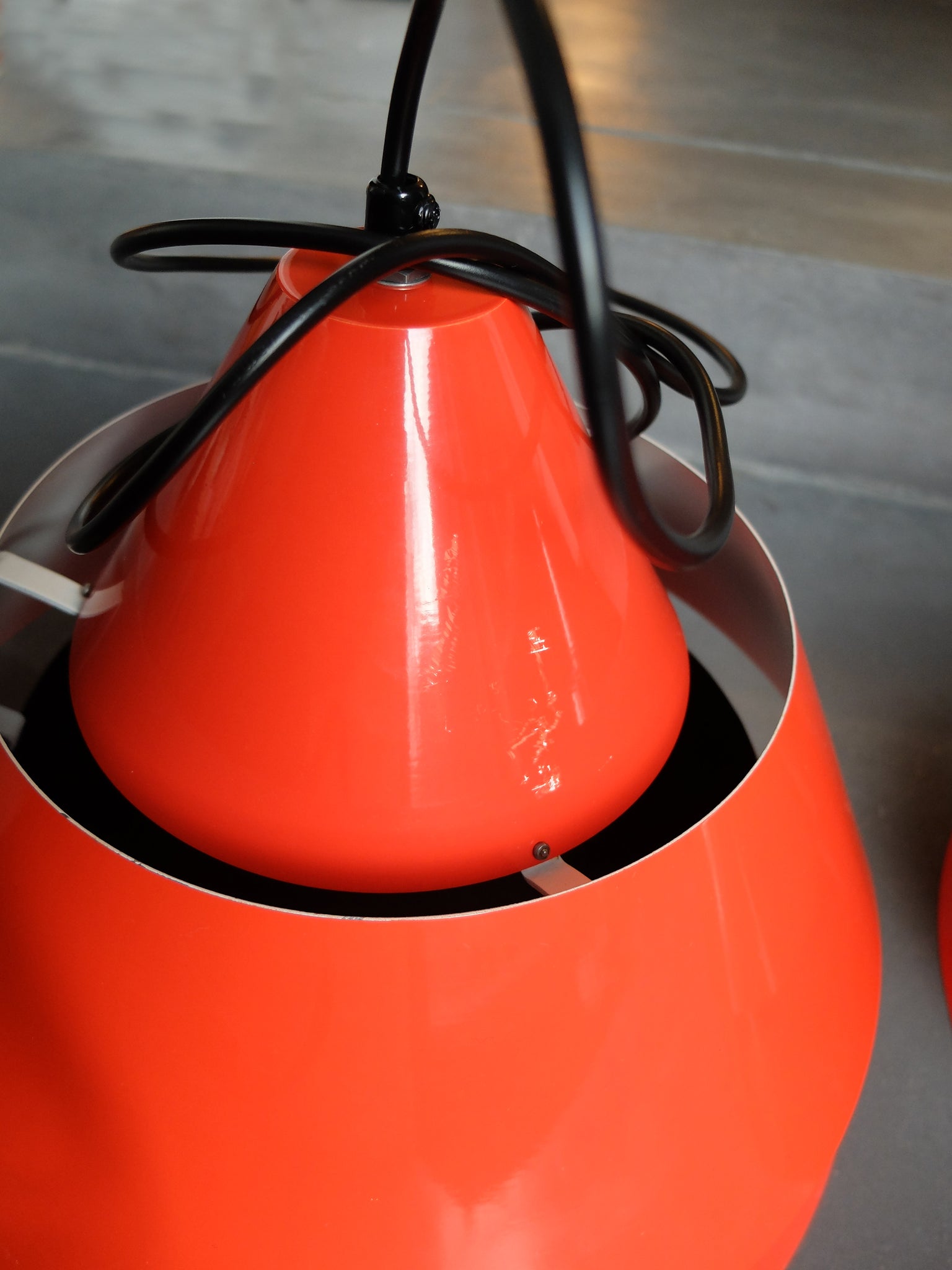 Mid-Century Danish Zone Pendant Lamps in red by Jo Hammerborg for Fog & Mørup, 1960s