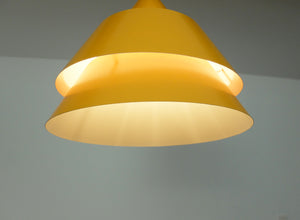 Mid-Century Danish Zone Pendant Lamp in Bahama Yellow by Jo Hammerborg for Fog & Mørup, 1960s