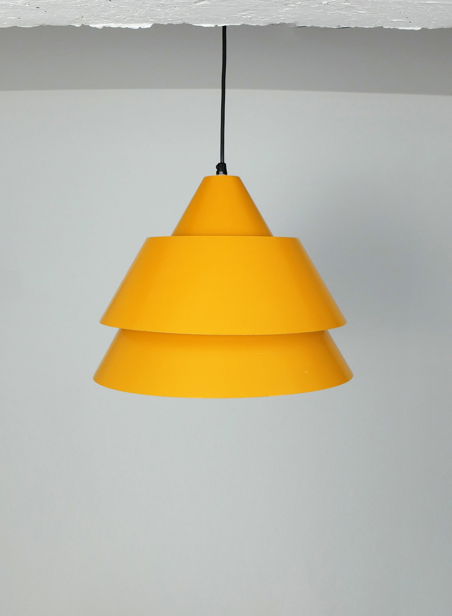 Mid-Century Danish Zone Pendant Lamp in Bahama Yellow by Jo Hammerborg for Fog & Mørup, 1960s