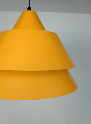 Mid-Century Danish Zone Pendant Lamp in Bahama Yellow by Jo Hammerborg for Fog & Mørup, 1960s