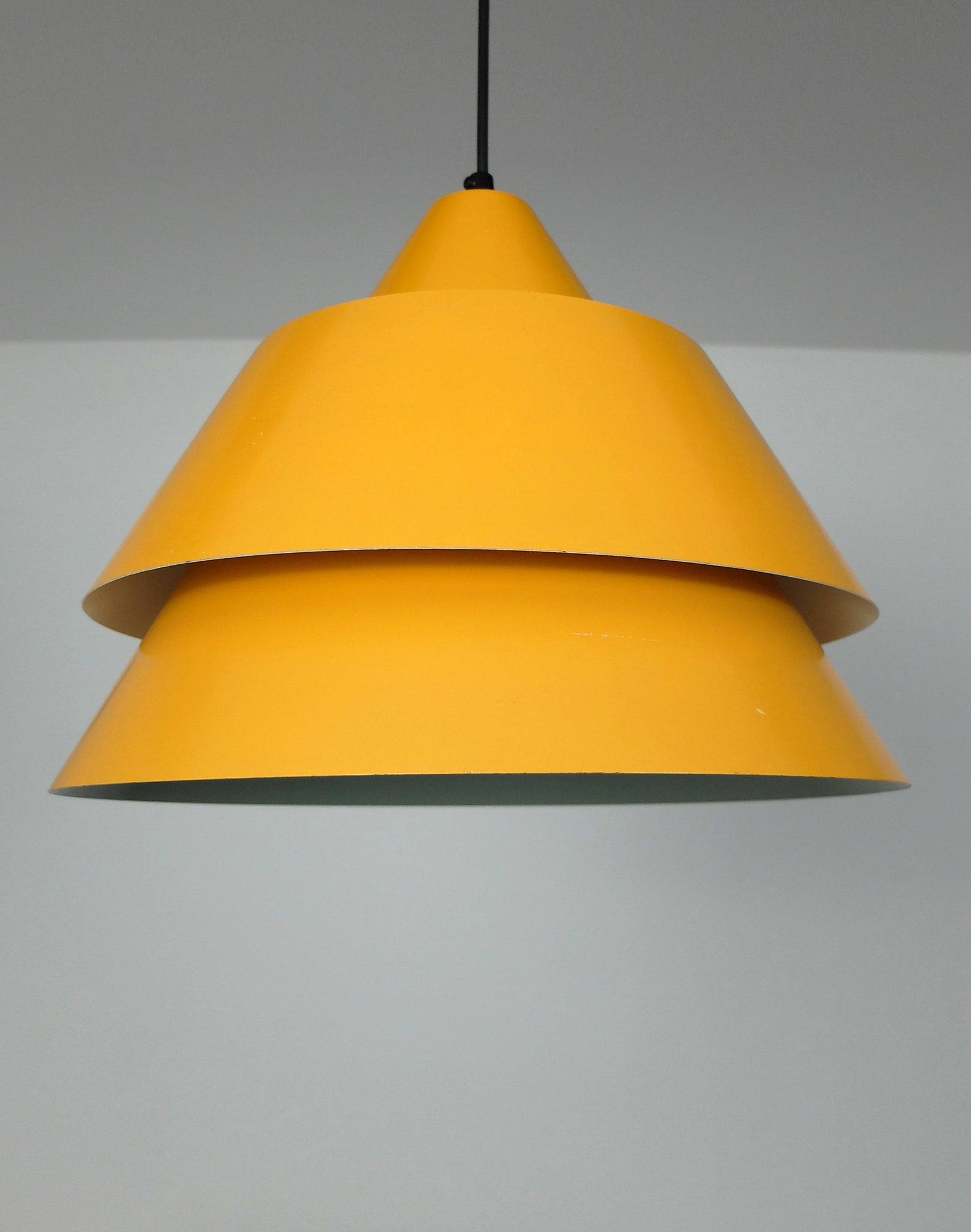 Mid-Century Danish Zone Pendant Lamp in Bahama Yellow by Jo Hammerborg for Fog & Mørup, 1960s