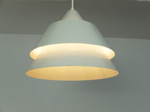 Mid-Century Danish Zone Pendant Lamp in light grey by Jo Hammerborg for Fog & Mørup, 1960s