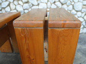 Pair of Pine Stools by Charlotte Perriand for Les Arcs 1960s