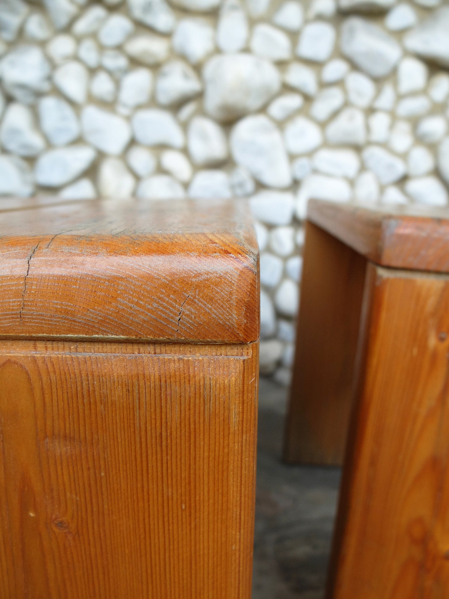 Pair of Pine Stools by Charlotte Perriand for Les Arcs 1960s