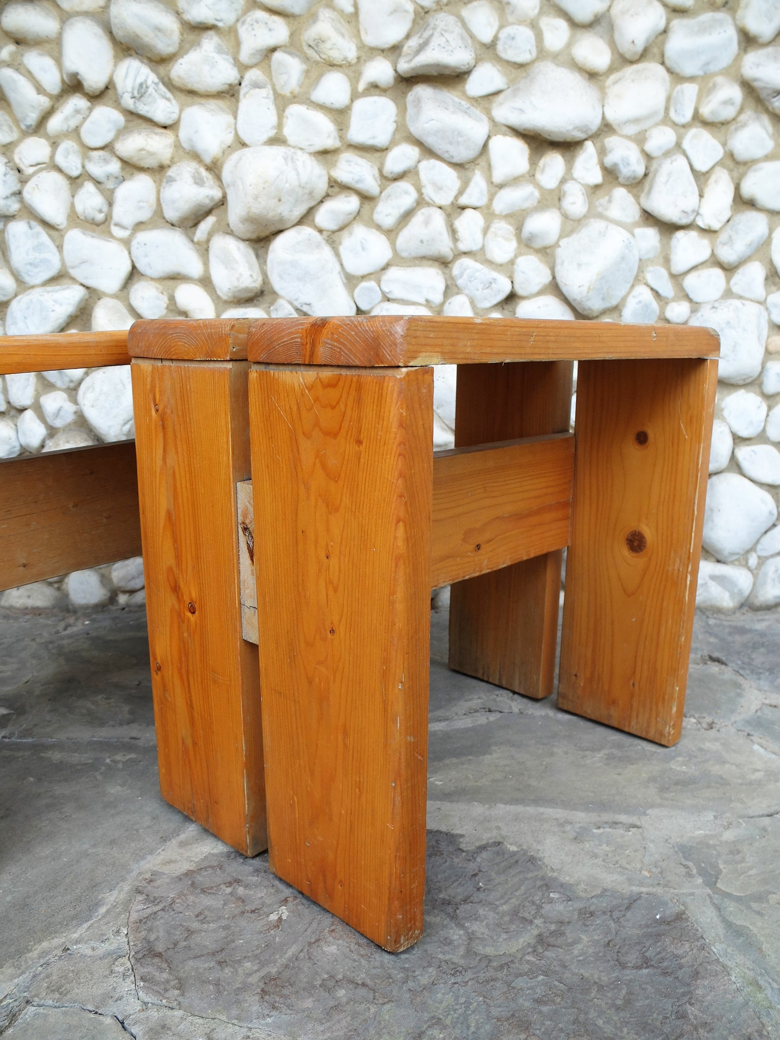 Pair of Pine Stools by Charlotte Perriand for Les Arcs 1960s