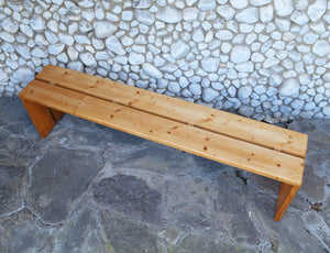 Vintage Pine Les Arcs bench by Charlotte Perriand, 1960s