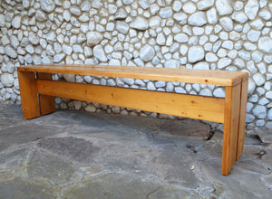 Vintage Pine Les Arcs bench by Charlotte Perriand, 1960s