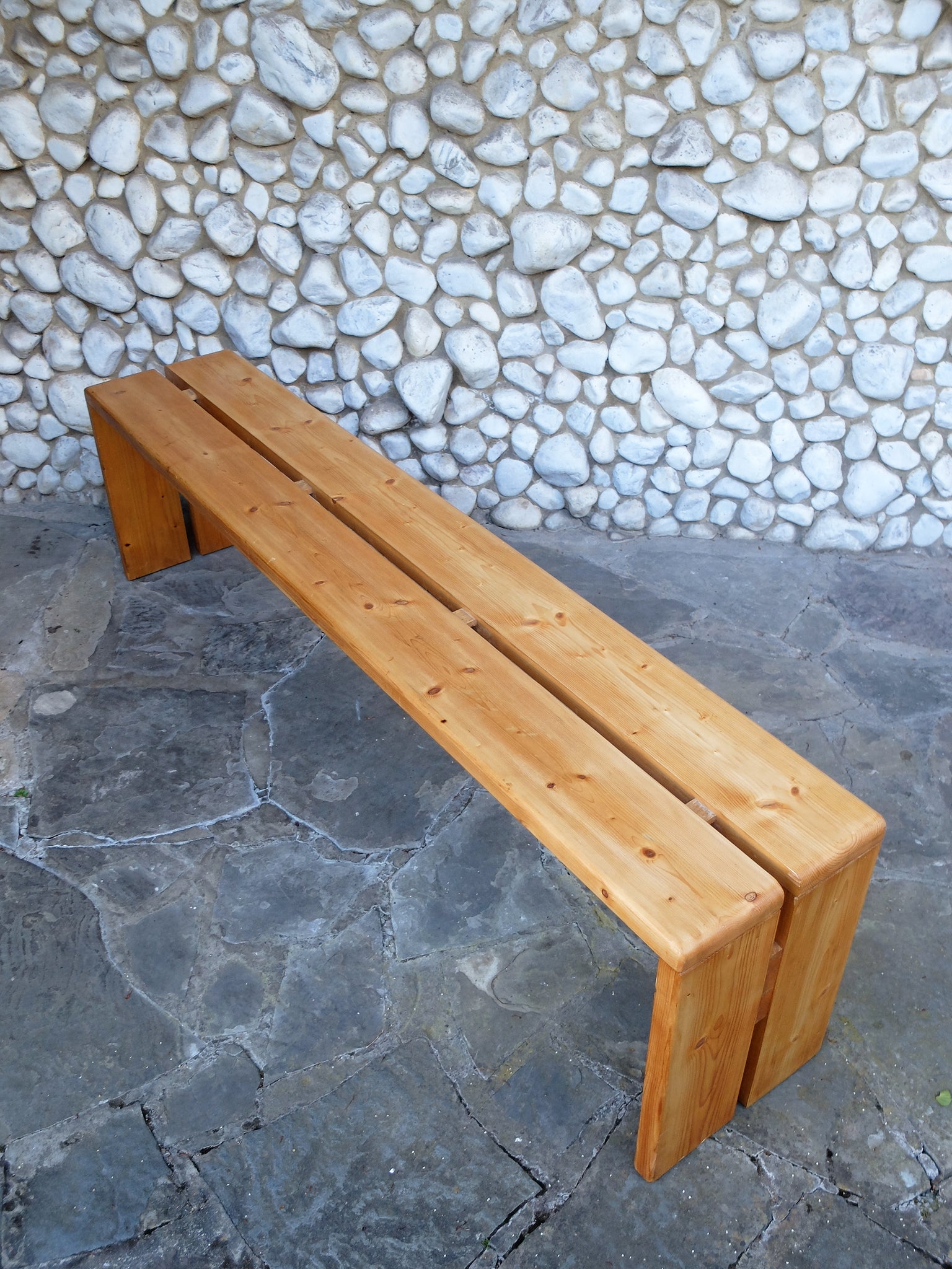 Vintage Pine Les Arcs bench by Charlotte Perriand, 1960s