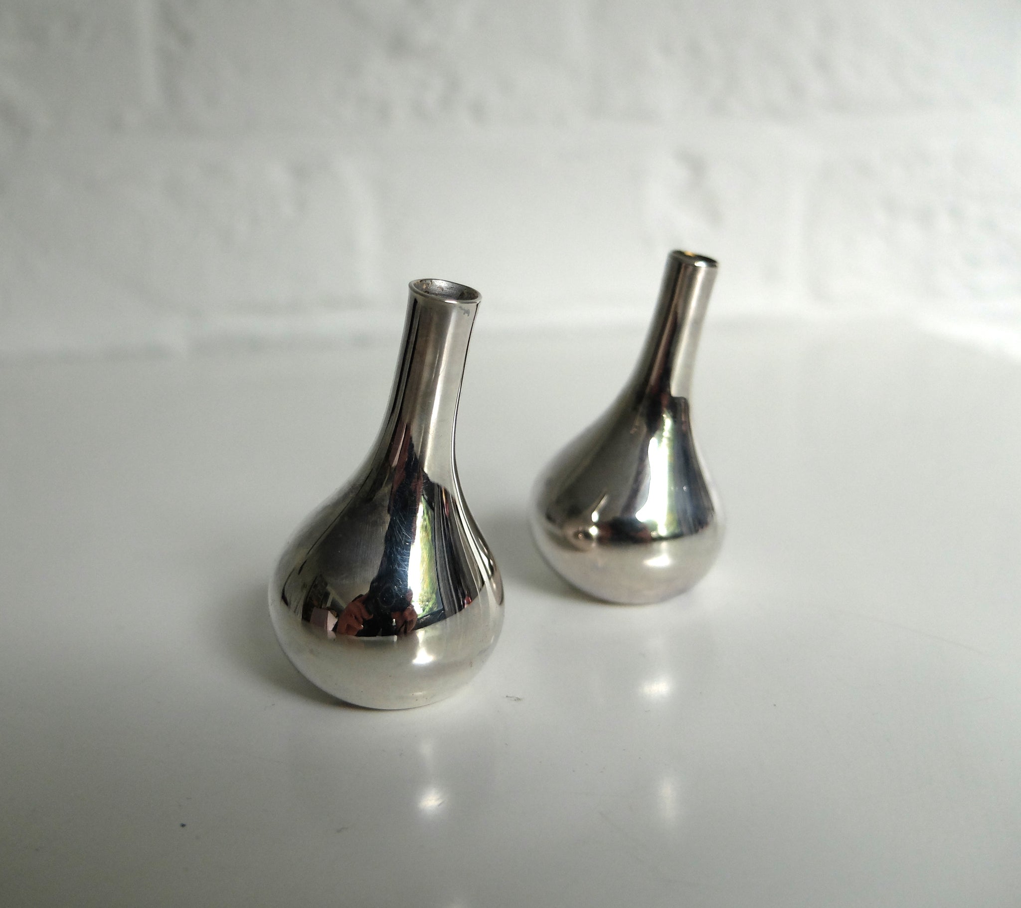 Pair of Dansk Designs Candle Holders “teardrops” silver plated