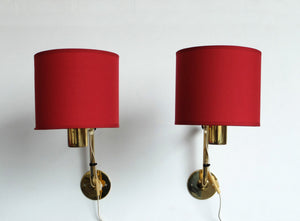 Pair of Scandinavian V-393 Wall-Lights in brass by Hans-Agne Jakobsson, Markaryd, Sweden