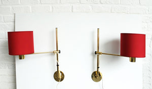 Pair of Scandinavian V-393 Wall-Lights in brass by Hans-Agne Jakobsson, Markaryd, Sweden