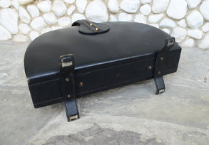 Mid-Century French Leather and Brass Magazine Rack in the style of Jacques Adnet