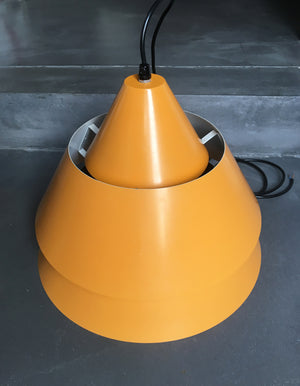 Mid-Century Danish Zone Pendant Lamp in Bahama Yellow by Jo Hammerborg for Fog & Mørup, 1960s