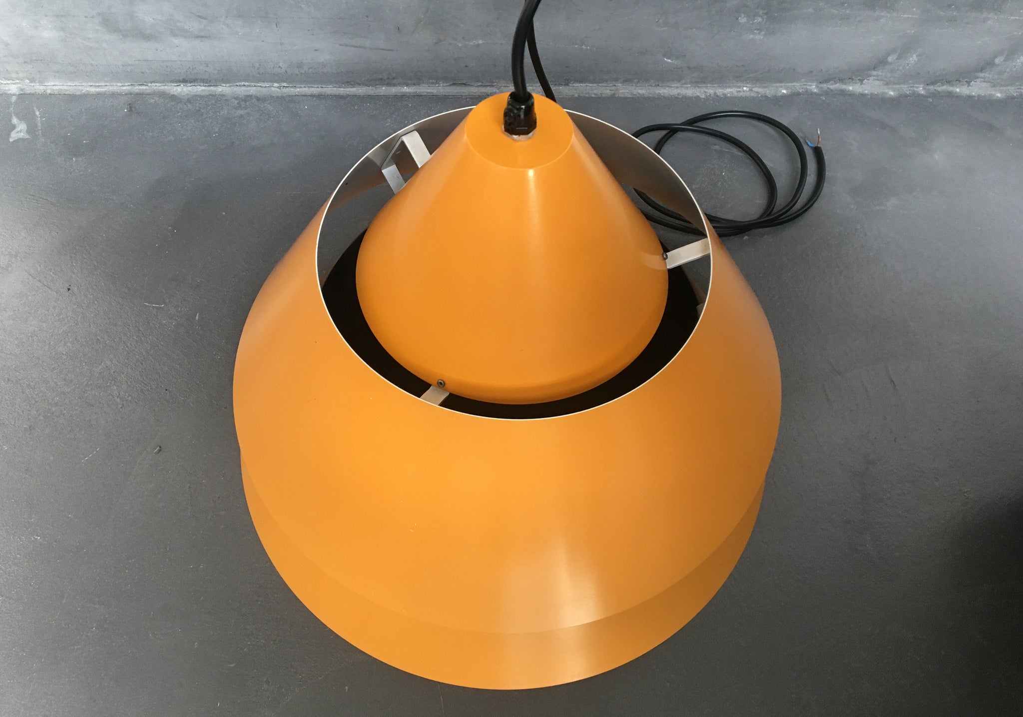 Mid-Century Danish Zone Pendant Lamp in Bahama Yellow by Jo Hammerborg for Fog & Mørup, 1960s