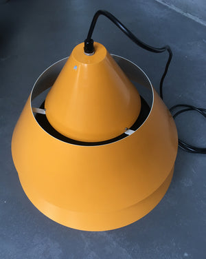 Mid-Century Danish Zone Pendant Lamp in Bahama Yellow by Jo Hammerborg for Fog & Mørup, 1960s