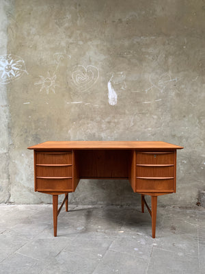 Scandinavian Free-Standing Teak Desk by A. Knudsen Mobelsnedkeri, Denmark, 1960s